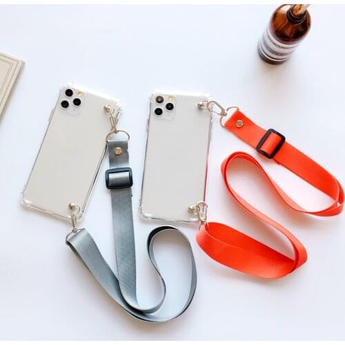 Phone Case For Samsung Galaxy A70 A80 A90 A60 A50 A40 Soft TPU Cover With Neck Strap Rope Cord A10 A20 A30 A50S A20E A10E A2CORE