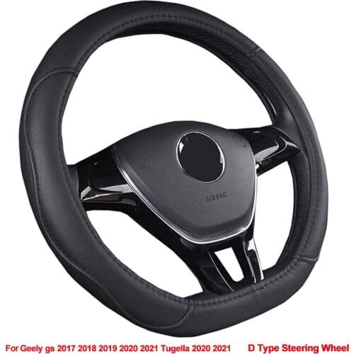 D Type Car Steering Wheel Cover Wrap For Geely gs 2017 2018 2019 2020 2021 Tugella 2020 2021 D Shape Funda Volante Auto Non-slip