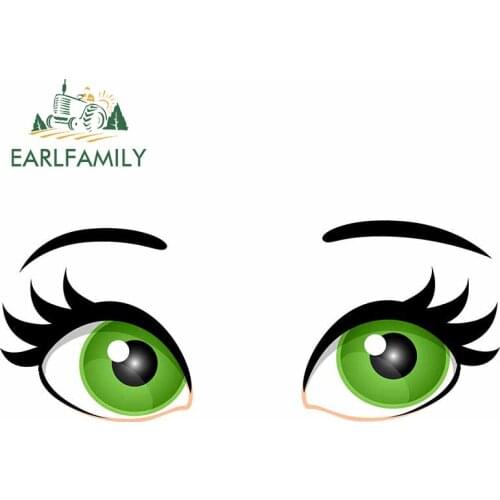 EARLFAMILY 13cm x 5.3cm for Anime Eyes Green Anime Car Stickers Scratch-Proof Windshield Decal Personality Trunk Vinyl Car Wrap