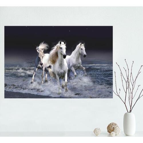 Custom canvas poster Horse Running In Water canvas painting poster wall Art poster Fabric Cloth Print