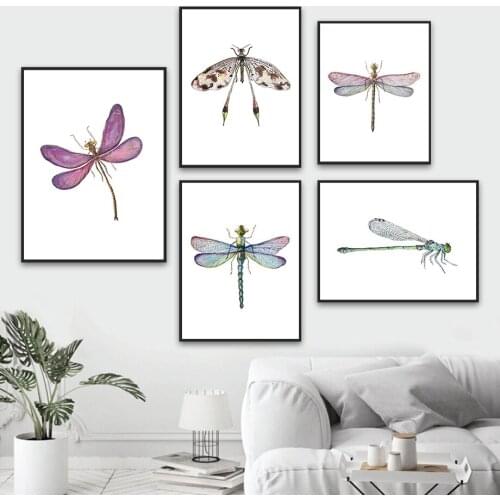 Fine-winged Damselfly Dragonfly Insect Wall Art Canvas Painting Nordic Posters And Prints Wall Pictures Kids Room Nursery Decor