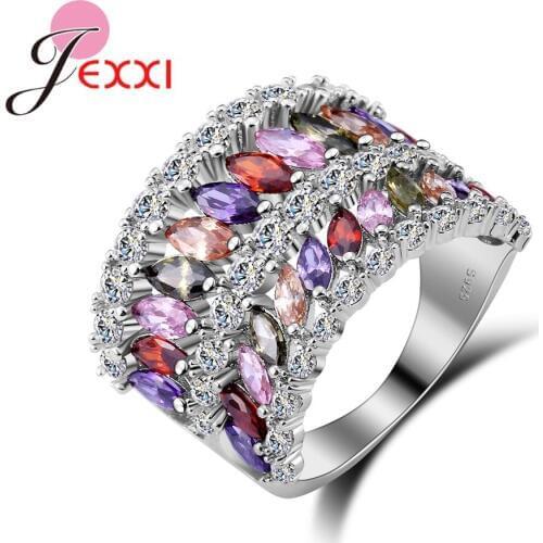 NEW Arrivals Fashion 925 Sterling Silver Ring Jewelry Multi Color AAA CZ Ring For Beautiful Women Size 6/7/8/9/10