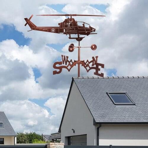 Helicopter Design Weather Vane Spinner Wind Direction Farm Scene Stake for Garden Yard Decoration Garden Weathervane