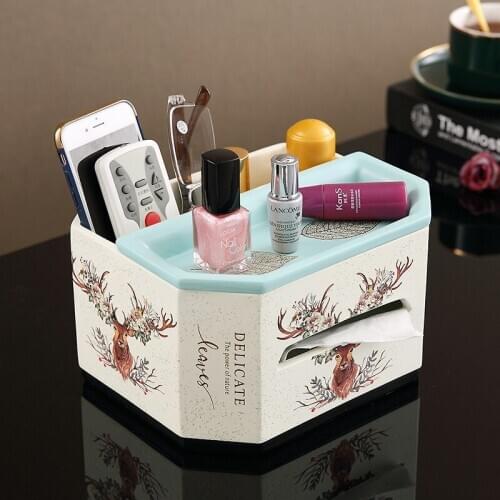 Tissue Box Resin Desktop Organizer Durable Multifunctional Remote Paper Holder Pencil Rack Office Home Storage Box New Arrival