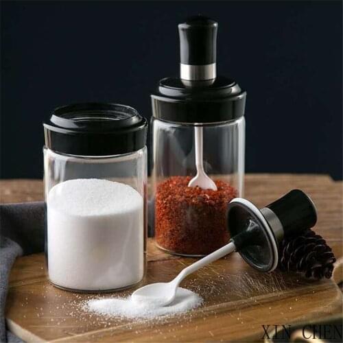 Kitchen storage supplies 250ml Spice Jar Cap Sealed Cruet Condiment Seasoning Jars Lid Spoon for Spices Bottles Salt Shakers