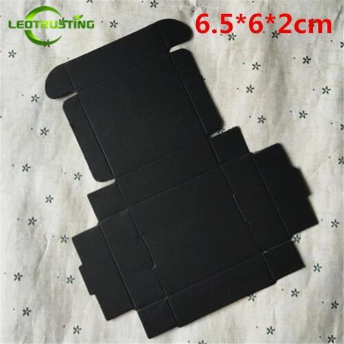 Leotrusting 50pcs 6.5*6*2cm Small Blank Black Paper Box Black Cardboard Paper Gift Packaging Box Handmade Wedding Paper Boxes