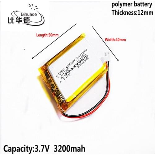124050 JST XH 2.54mm 3.7V 3200MAH Lithium Polymer LiPo Rechargeable Battery For Mp3 headphone PAD DVD bluetooth camera
