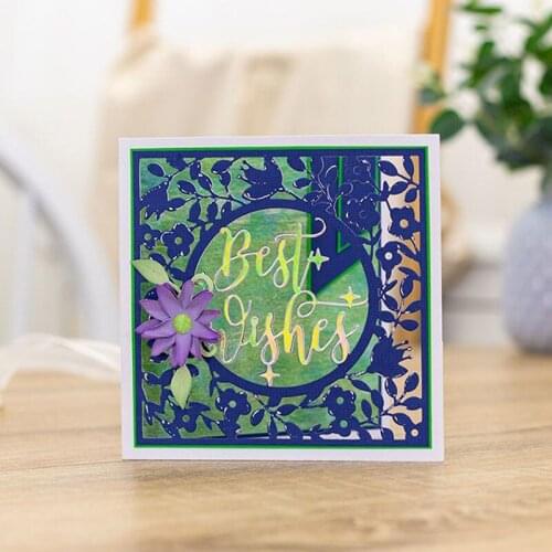 Metal Cutting Dies, Interchangeable Best Wishes Words Floral Frame Embossing Stencils for DIY Scrapbooking Card Making