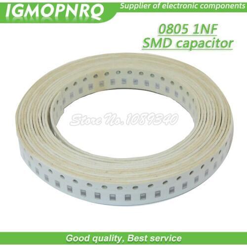 100pcs 1nF 0805-1nf X7R Error 10% 50V 0805 102 SMD Thick Film Chip Multilayer Ceramic Capacitor