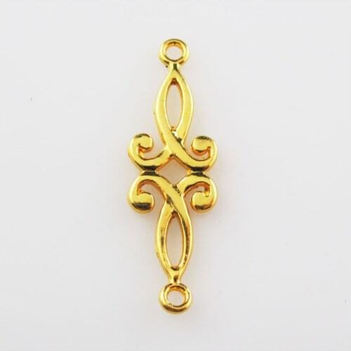 Fashion 40Pcs Gold Color Leaf Clouds 1-1 Circle Charms Connectors 9x29.5mm