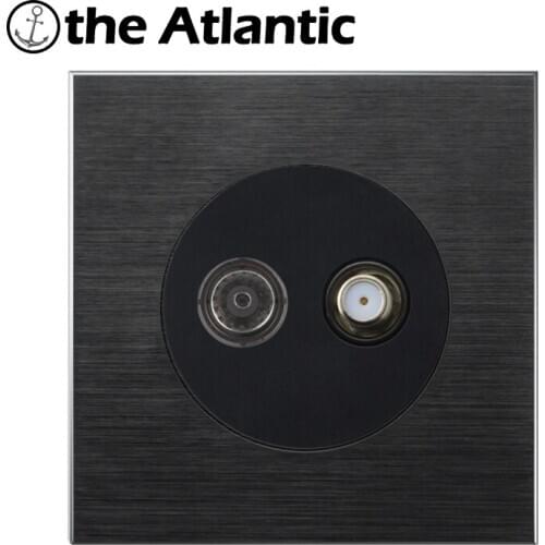 RJ45 Telephone Computer Data Satellite TV Signal Wall Socket PC Data Female Jack Outlet Black Aluminum Frame 86mm*86mm