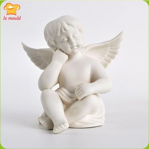 New thinking angel silicone moulds soap plaster resin angel candle mould home decoration tools
