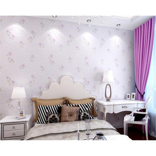 Beibehang wallpaper for walls 3 d Non wovens Wallpaper Korean Purple Pink Floral Warm Pastoral Small Fresh Wall papel de parede