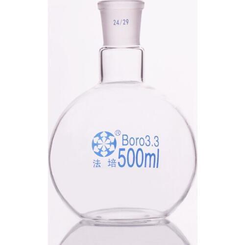 Single standard mouth flat-bottomed flask,Capacity 500ml and joint 24/29,Single neck flat flask,Boiling flask