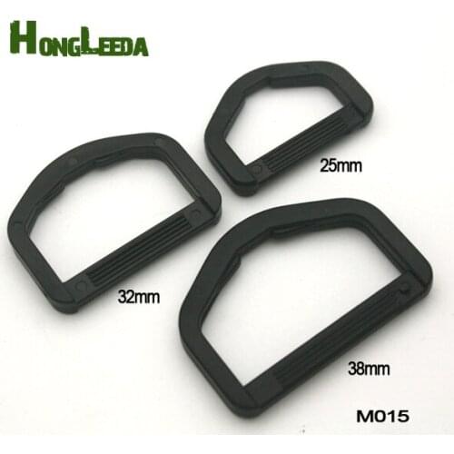 Wholesale 100pcs black KAM adjustable buckles plastic slider D ring luggage webbing straps M015