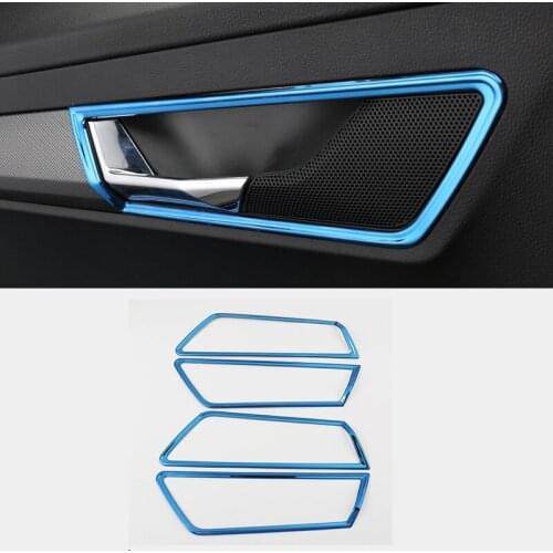 Car Interior Door Handle Handrail Trim Frame Cover Bezel Stickers Decoration styling 4Pcs/Set For Skoda Karoq 2017 2018
