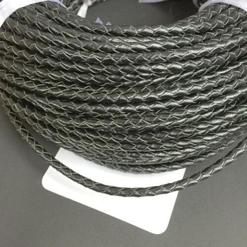 2Meters Dia 3mm Braided Genuine Round Cord Real Leather Rope String Cord Rope String Fit Jewelry Findings DIY Craft Making