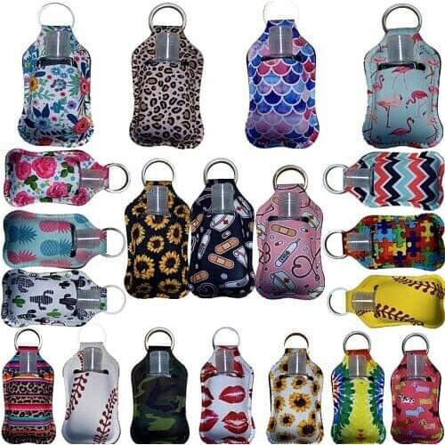 20set Empty Travel Size Bottle Keychain Holders 30ml Flip Cap Containers Reusable Travel Bottles Hand Sanitzer Holder Key Chain