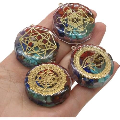 New Style Fashion Natural Stone Pendant Round Seven Chakras Charms For Jewelry Making DIY Necklace Anklet Accessory