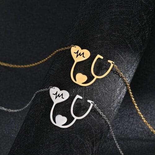 NEW Stainless Steel Heartbeat Cardiogram Necklace Women Stethoscope Pendant Necklaces Special Gifts for Nurse Doctor Jewelry