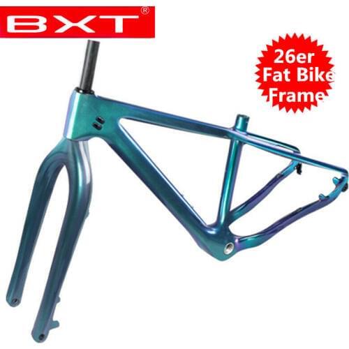 Free Ship Carbon Fat Bike Frame with fork 26er Fat Bicycle Frame 26×4.8 Fat Tires Carbon Mountain Snow Bici Fat Frame 16/18inch