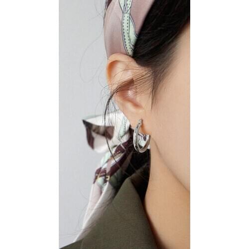 S925 sterling silver hoop earrings minimalist geometric circle temperament gold earring for women ear clip fine jewelry Brincos