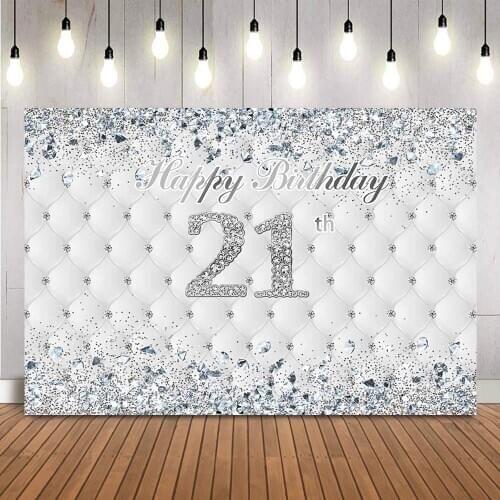Sliver glitter diamonds adult theme birthday party decoration backdrop 21th birthday party girls theme birthday photo background