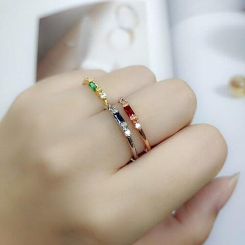 Wedding Rings For Women Delicate Square Zircon Light Gold Color Proposal Slim Finger Ring Gift Fashion Jewelry R857