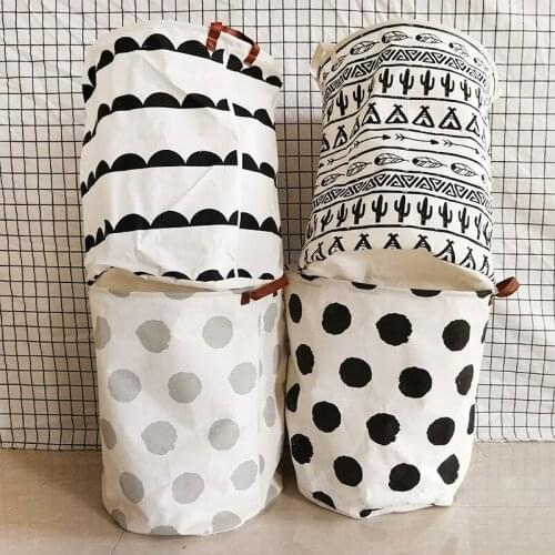 Fabric Laundry Basket Folding Round Sundries Vertical Laundry Basket Home Modern Simple Laundry Basket Storage Box Organizer