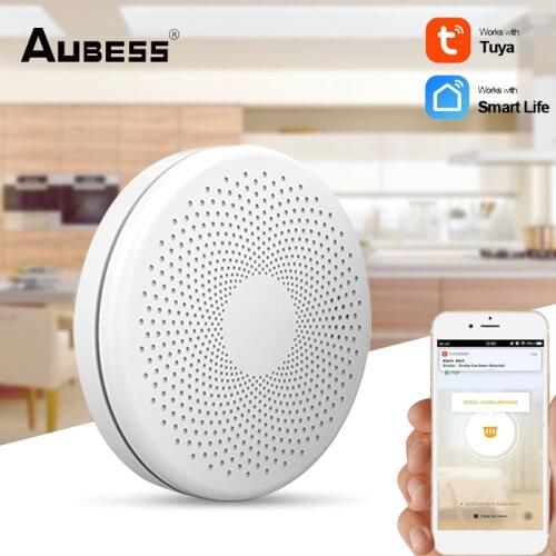 Tuya WIFI 2 in 1 Smoke Carbon Monoxide Combo Detector CO Gas Smoke Alarm Sensor with LED Indicator Battery Not Included