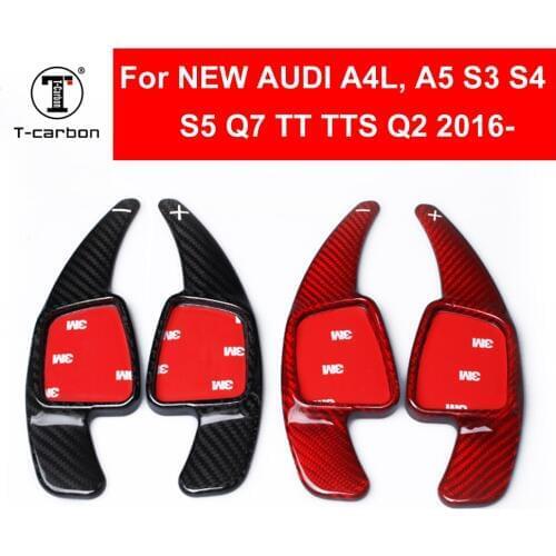 Car Styling Real Carbon Fiber Steering Wheel Shift Paddle Shifter Extension For New Audi A4L S3 S4 S5 A5 Q7 TT TTS Q2 2016