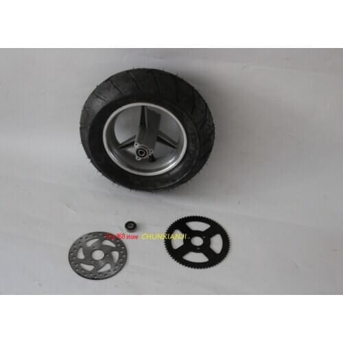 110/50-6.5 tubeless tire Rear Wheels with Brake Disc rear sprocket for 47cc/49cc 2 stoke Mini pocket bike 90/65-6.5 wheel & dis