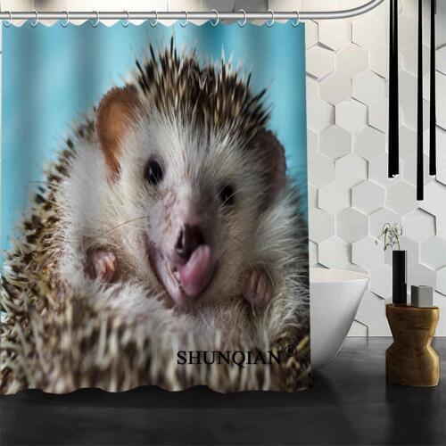 New Custom Hedgehog Shower Curtains Polyester Bathroom Waterproof Bath Curtain Size 150X180cm165X200cm180X200cm