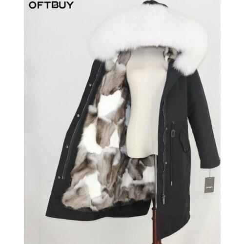 OFTBUY X-long Waterproof Parka Real Fur Coat Winter Jacket Women Natural Raccoon Fur Collar Fox Fur Liner Warm Thick Streetwear