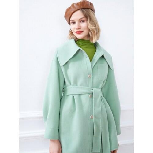 Womens Clothing Autumn 2021 New Peter Pan Collar Wool Double Faced Lace Coat Womens Coat