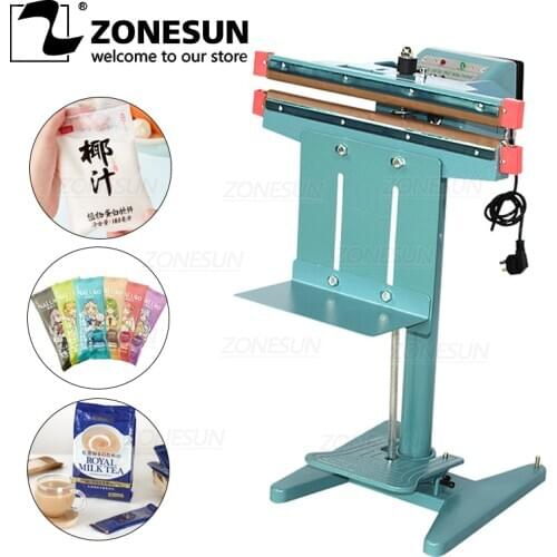 ZONESUN Manual Plastic Bag Heat Sealing Machine with Foot Pedal Dual Use Aluminum Foil Heating Sealer Food Beverage Machinery