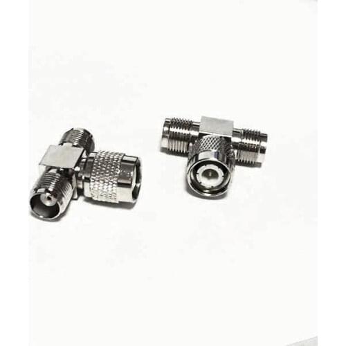 1PC new TNC male plug to 2*TNC female jack T-type splitter RF coaxial connector direct nickel plating wholesale