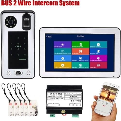 10 Inch BUS 2 Wire wireless Wifi Fingerprint RFID Video Door Phone Intercom System Support Remote APP home Access Control SysteE