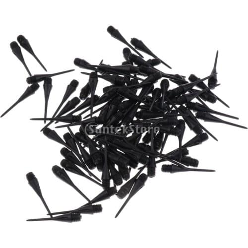 100 Pcs Dart Soft Tips Points 2BA Standard Darts Shaft Needle Black
