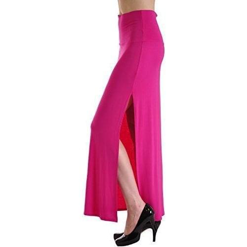 2015 Autumn Sexy Lady High Waist Maxi Skirt Boho Party Long Shift Maxi Skirt Plus Size 5xl Women Solid Slit Maxi Long Red Skirts