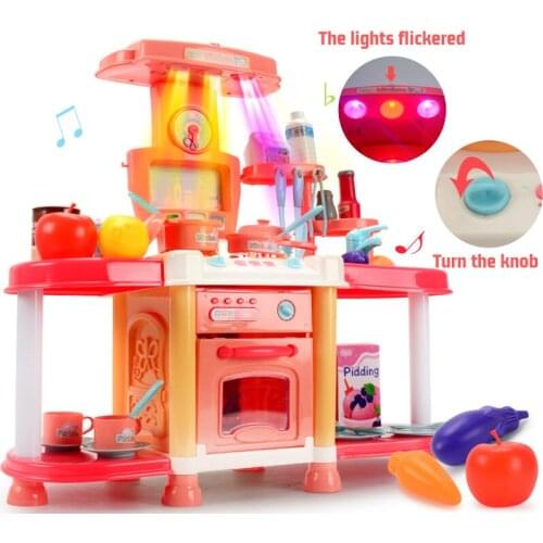 29 Piece Set Plastic Childrens House Mini Simulation Kitchen Toys Music Lighting Cooking Boys And Girls Toys Birthday Presents