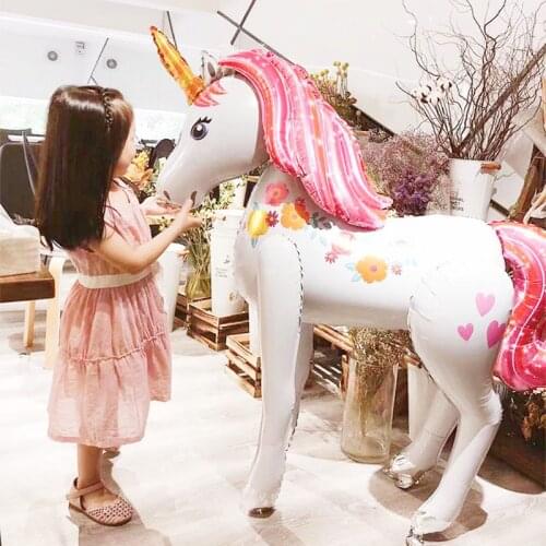 3D stereo assembly unicorn balloon standing large unicorn birthday party decoration 3.8 feet baby shower party decoration