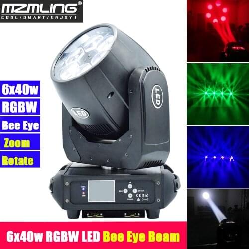 6x40w RGBW LED Bee Eye Beam Light DMX512 Zoom/Rotate Moving Head Light Professional DJ /Bar /Party /Show /Stage Light