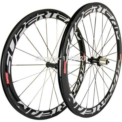700C Carbon Road Bike Wheelset Superteam 50mm Clincher Carbon Wheels R36 Hub Red Nipples Carbon Bicycle Wheel