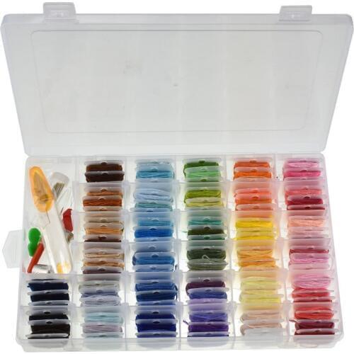 96pcs Embroidery Floss Cross Stitch Thread Kit with Threader Bobbins Sewing Needles Storage Box Embroidery Starter Sewing Tools