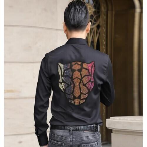 Diamond stone Shirts long Sleeve Shirt Casual slim fit Soft Camisas Summer Holiday Diamond stone design Plus Size