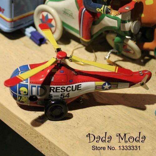 Antique Style Tin Toys Wind Up Toys Robots iron Metal Models for Children/Adult Home Decoration Craft rescue plane