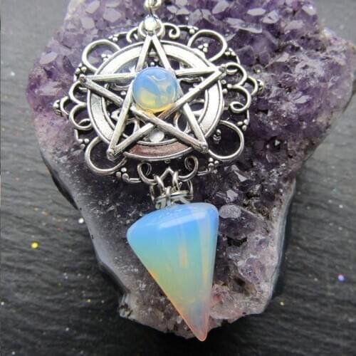White Purple or Green Witch Necklace, Pagan Necklace, Witch Necklace, Wicca Necklace, Pentacle Jewelry, Pagan, Wicca, Pentagram