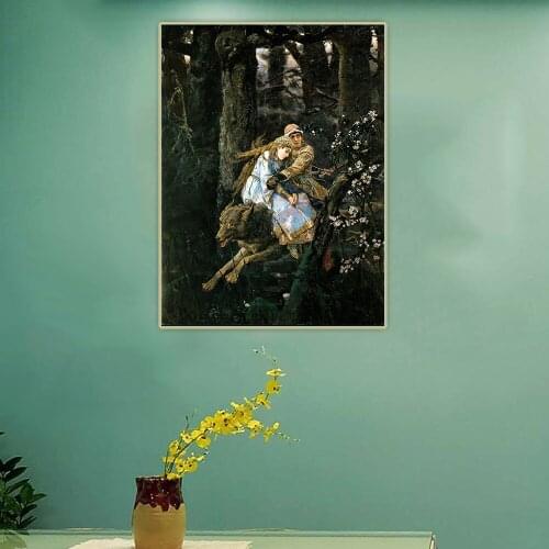 Citon Viktor Vasnetsov《Ivan Tsarevich riding the Gray Wolf》Canvas Oil Painting Artwork Poster Picture Wall Decor Home Decoration