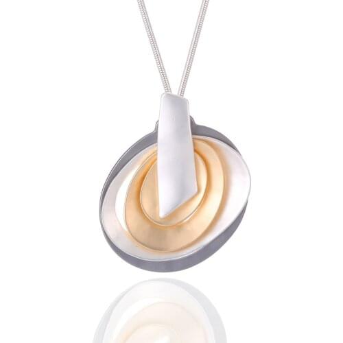 ELOHYI Long Necklace Multilevel Double Plated Vintage Statement Geometric Pendants Women Fashion Jewelry Mujer Kolye Jewelry